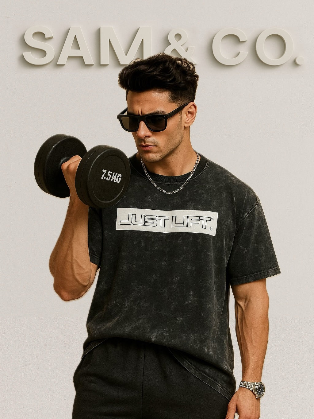 Just lift GYM Unisex Acid Washed Oversized Tee